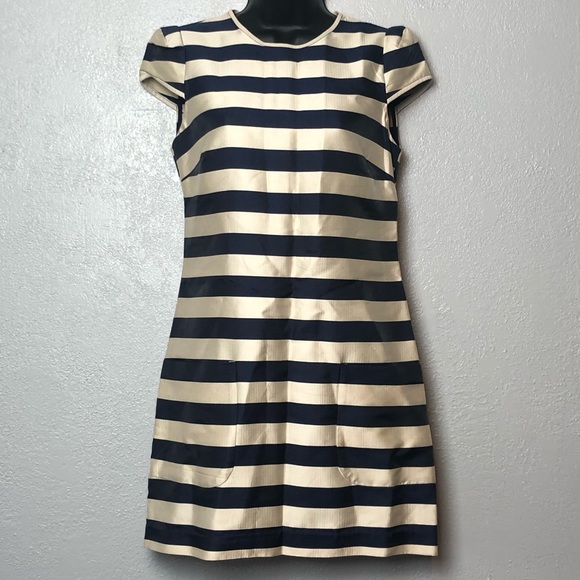 DOLCE VITA navy & gold striped nautical dress Sz XS - Picture 2 of 10
